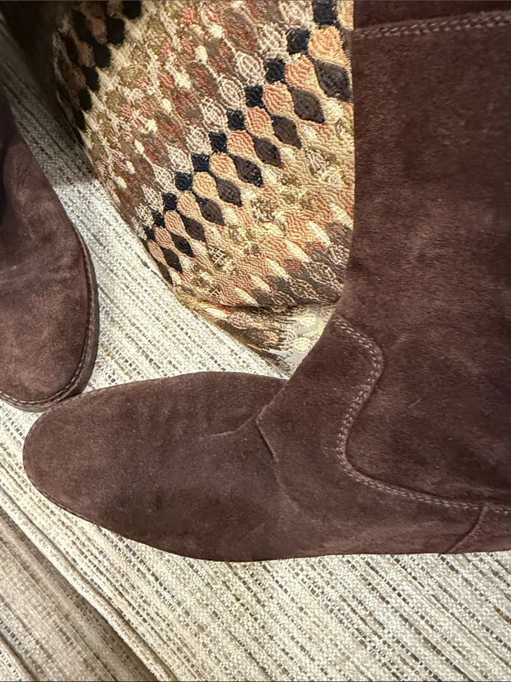 Chanel Women's Tall Suede Boots in Dark Brown Size 40